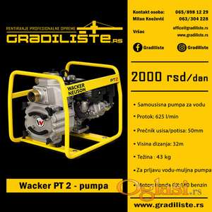 Wacker PT 2 – najam profesionalne muljne pumpe za vodu